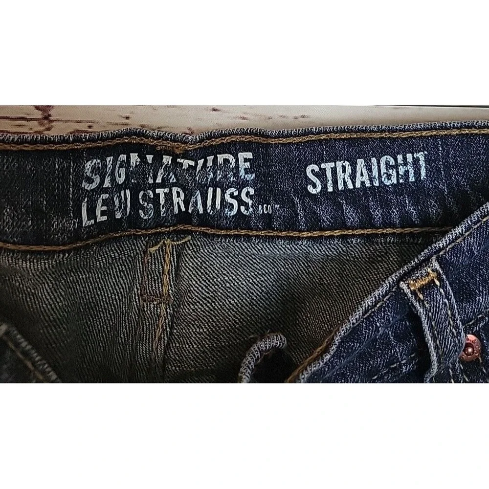 Signature Levi Strauss Straight Leg Jeans‎ Dark Wash Denim Casual Mens W30 L30